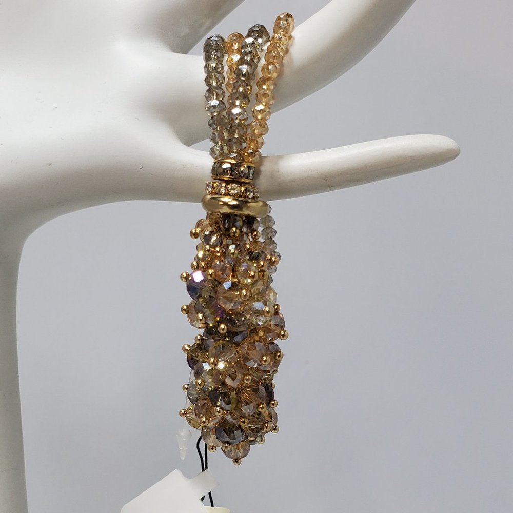 Ali khan stretch champagne/clear stones bracelet